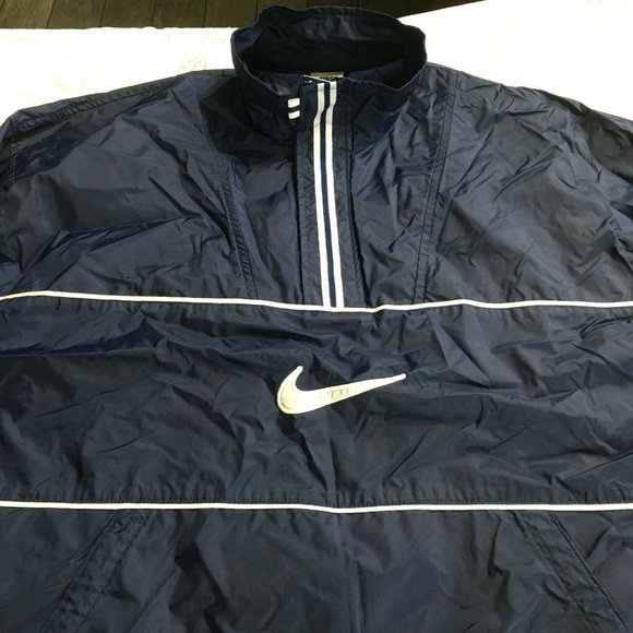 #46 Nike Center Swoosh Navy Blue Embroidered Logo 1/4 Zip Jacket Men's Size M - Picture 8 of 8
